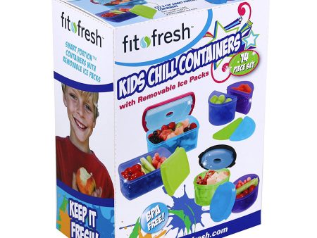 FIT & FRESH - Kids Chilled Lunch Container Value Set with Built-In Ice Packs - 14 Pieces Discount