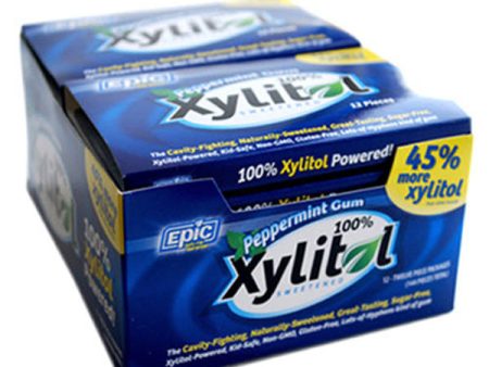 EPIC DENTAL - Xylitol Sweetened Peppermint Gum - 12 x 12 Piece Packs For Discount