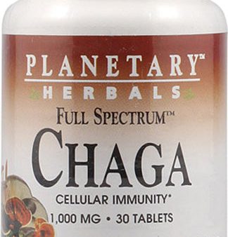 PLANETARY HERBALS - Chaga Full Spectrum 1000 mg - 30 Tablets Hot on Sale