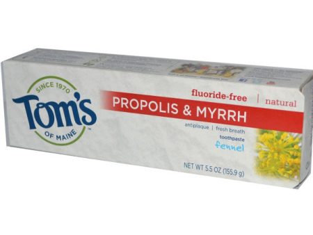 TOM S OF MAINE - Propolis and Myrrh Toothpaste Fennel - 6 x 6 oz. Tubes Cheap