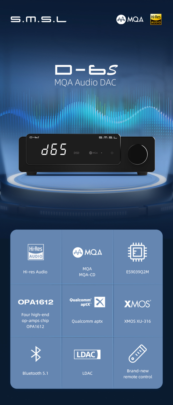 SMSL D-6S MQA Audio DAC Fashion