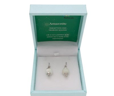 Amazonite Drop Earrings 10mm Bead on Rhodium Plated Silver Hooks Online