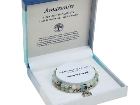 Tree of Life Duo Bracelet Set- Amazonite Matte Rhodium For Cheap